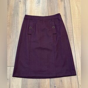 Talbots Deep Purple Pencil Skirt Italian Flannel Size 2 Petite